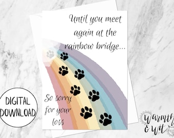 Rainbow Bridge Pet Loss Card - Etsy