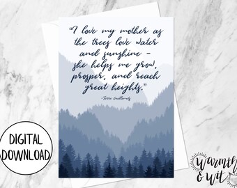 Printable Mother's Day Card, Digital Card for Mom, Sweet Mothers Day Card, Mothers Day Quote Card, 5x7 Greeting Card, Printable Envelope