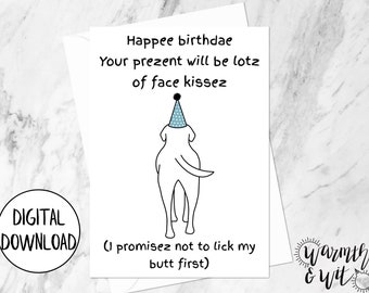 Printable Birthday Card from Dog, Dog Birthday Card, Funny Dog Birthday Card, Digital Birthday Card, 5x7 Greeting Card, Printable Envelope
