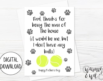 Printable Father's Day Card from Dog, Dog Dad Card, Digital Card for Dad from Dog, Funny Card for Dad, 5x7 Greeting Card, Printable Envelope