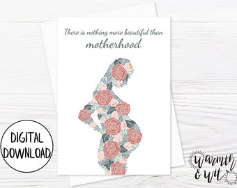 Printable Baby Shower Card, Mama to be Card, Pregnancy Card, Floral Baby Shower Card Digital, New Baby Card, 5x7 Card, Printable Envelope