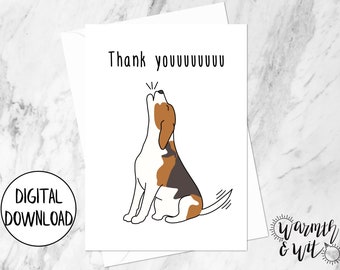 Printable Thank You Card Funny, Dog Thank You Cards, Digital Thank You Cards, Pun Thank You Cards, 5x7 Greeting Card, Printable Envelope