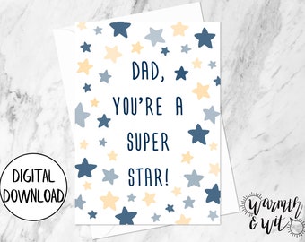 Printable Father's Day Card from Kids, from Son, from Daughter, Digital Father's Day Card, 5x7 Greeting Card, Printable Envelope