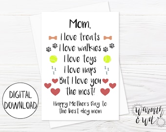 Printable Dog Mom Card, Funny Mothers Day Card from Dog, Dog Mothers Day Card, Mothers Day Card Dog Mom, 5x7 Card, Printable Envelope