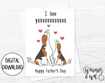 Printable Fathers Day Card Funny, Dog Fathers Day Card from Kids, from Son, from Daughter, for Grandpa, 5x7 Greeting Card, Envelope