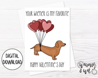Printable Valentines Day Card Dog, Naughty Valentine Card for Husband, for Him, Digital Valentine, 5x7 Greeting Card, Printable Envelope
