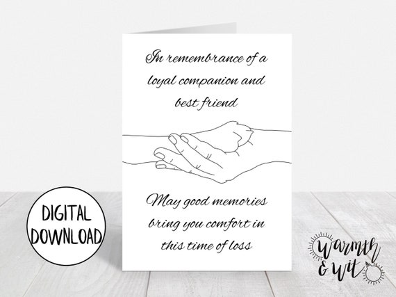 Dog Loss Card, Dog Sympathy Card, Printable Pet Loss Card, Pet Memorial Card, Pet Card Loss Download, 5x7 Greeting Card, Printable Envelope