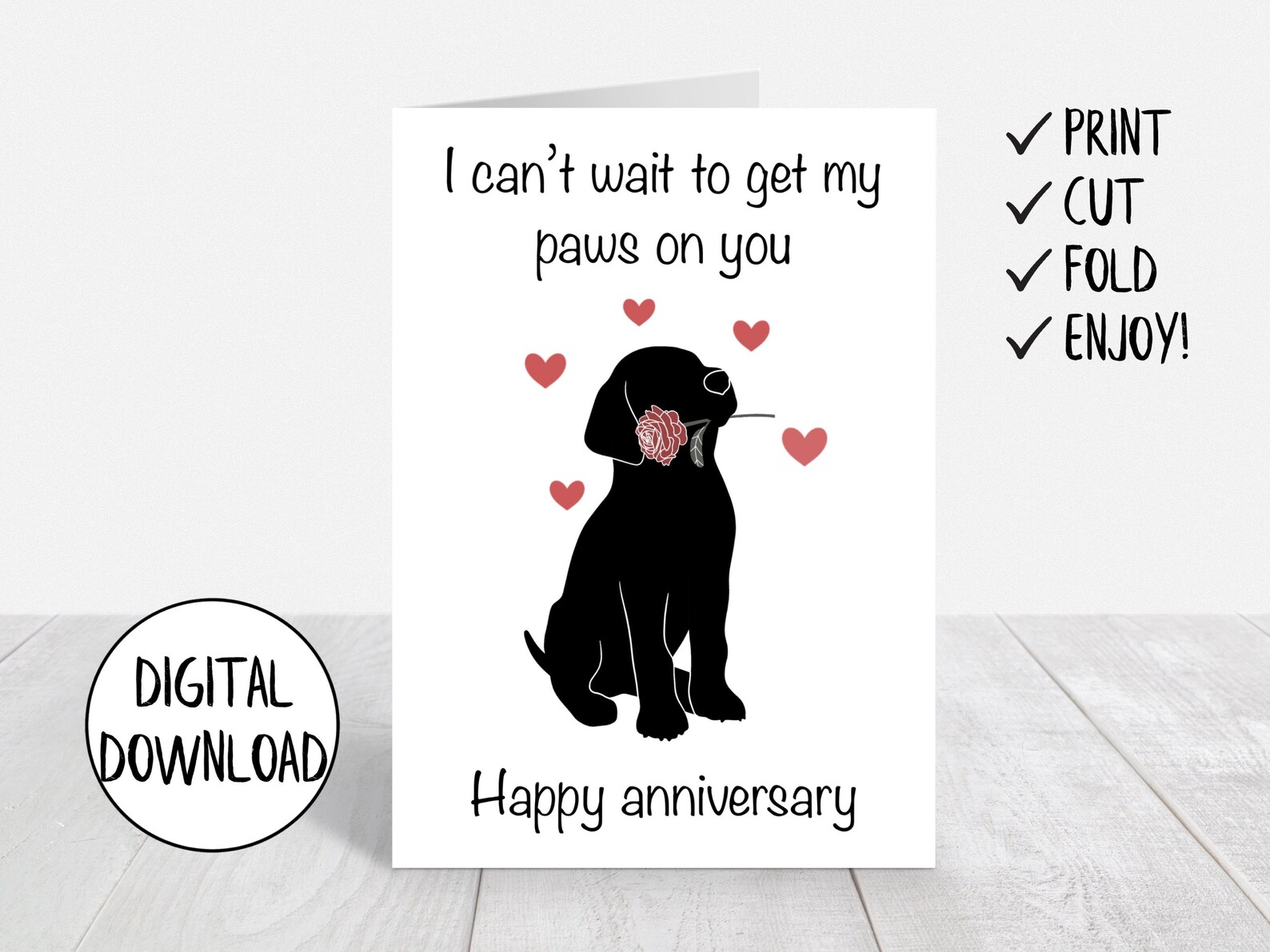 Printable Anniversary Card Funny, Dog Anniversary Card, for Husband