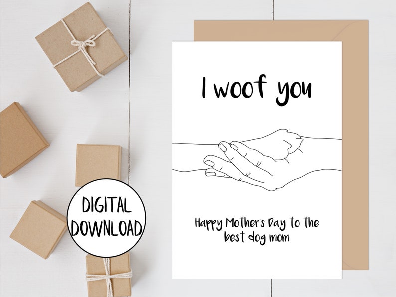 Printable Mother's Day Card from Dog, Dog Mom Card, Digital Card for Mom, Dog Mothers Day Card, 5x7 Greeting Card, Printable Envelope image 3