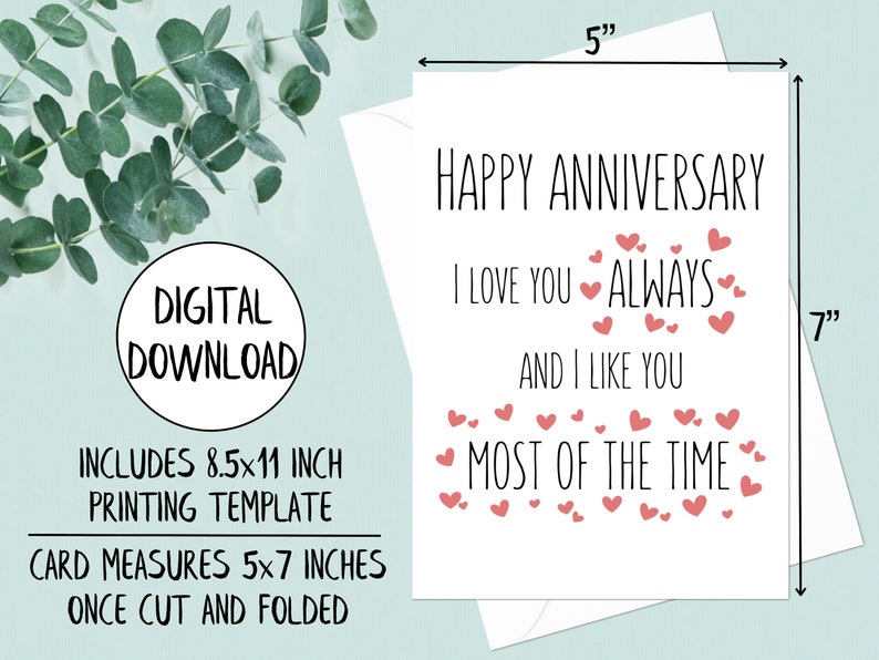 Printable Anniversary Card Funny Funny Anniversary Card for - Etsy ...