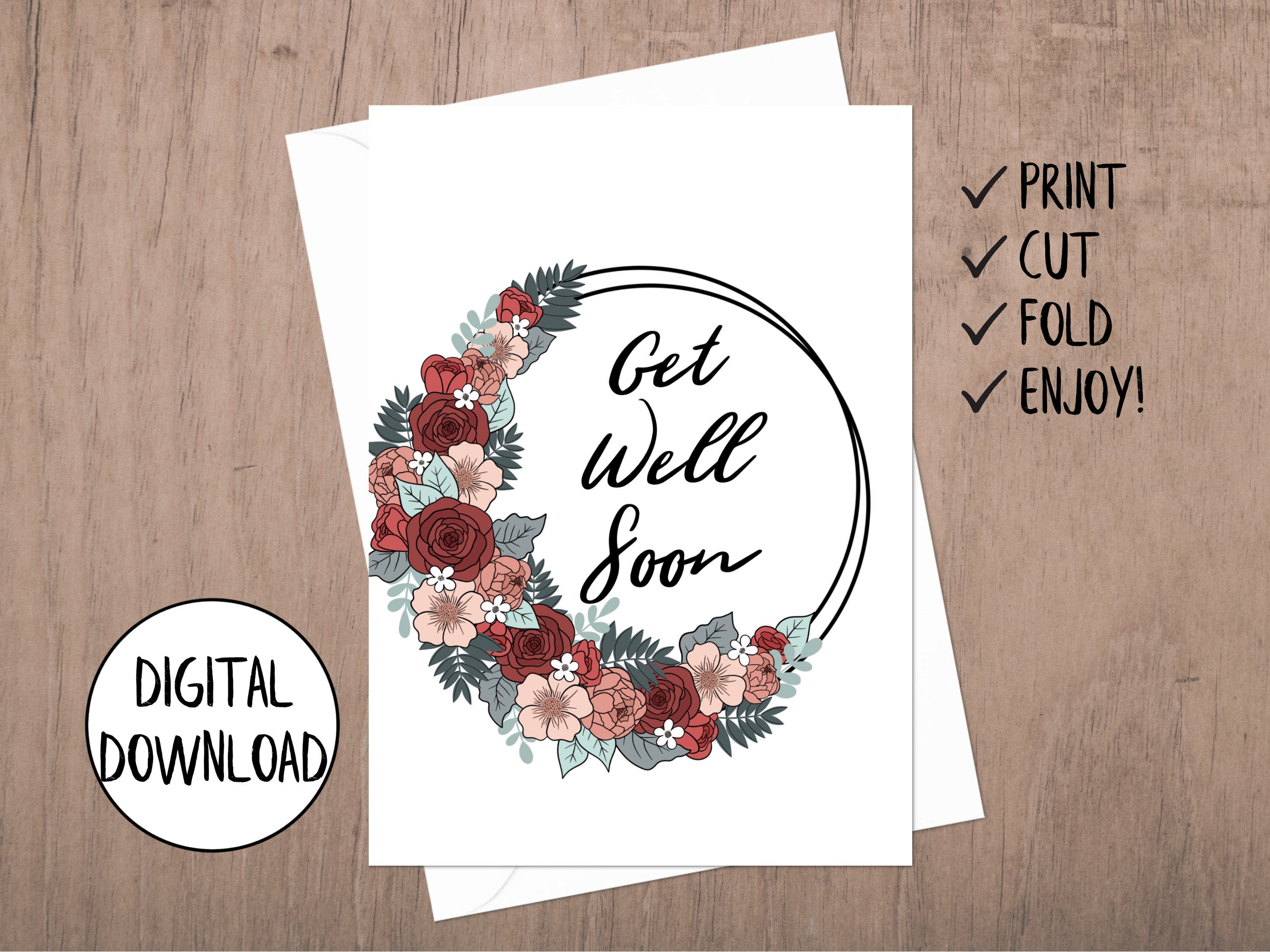 Printable Get Well Soon Card, Get Well Card, Get Well Card Printable ...