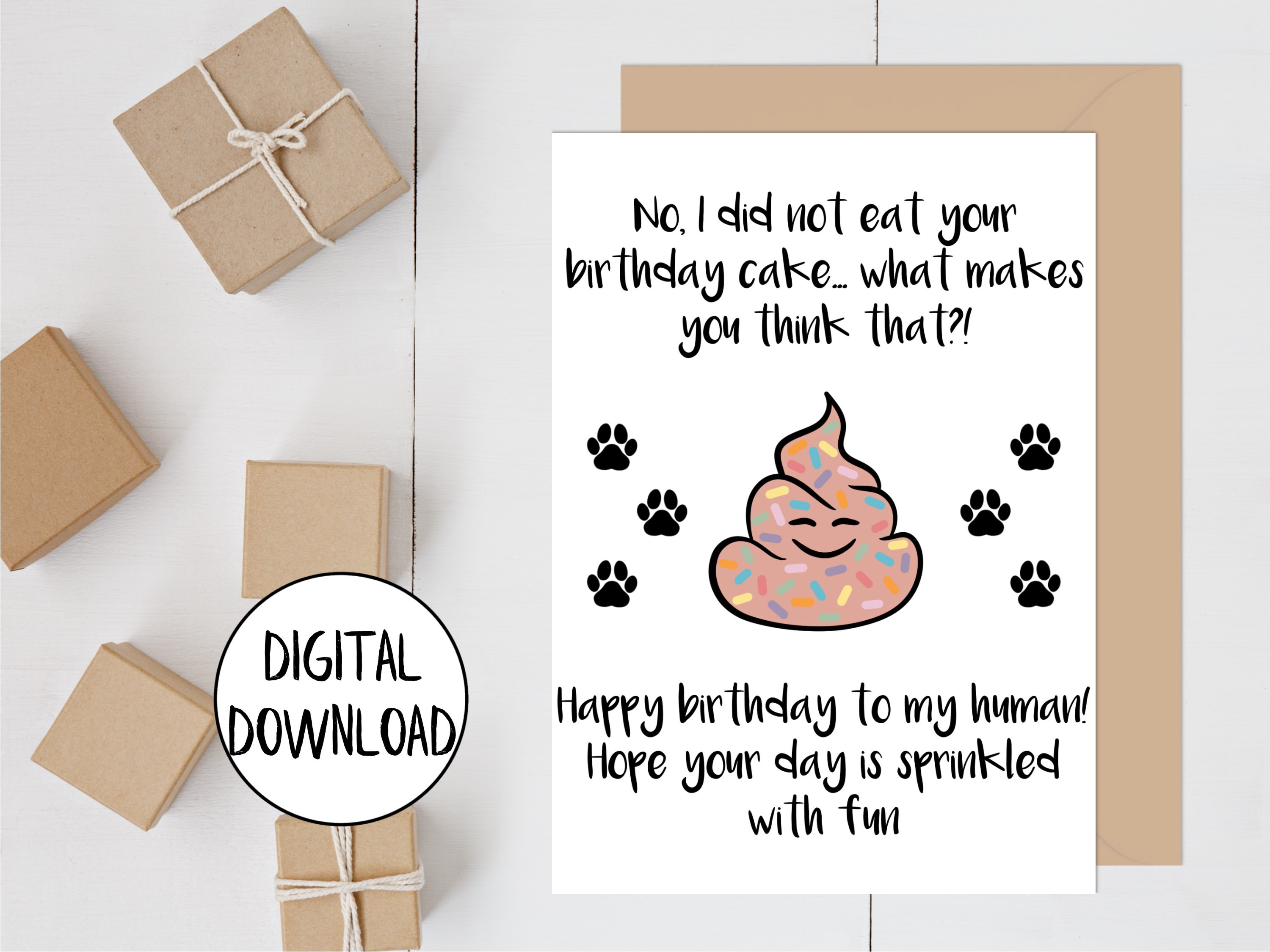 Printable Birthday Card From Dog, Dog Birthday Card, Funny Birthday ...