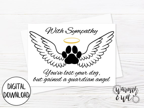 Dog Loss Card, Dog Sympathy Card, Printable Pet Loss Card, Pet Memorial Card, Pet Card Loss Download, 5x7 Greeting Card, Printable Envelope