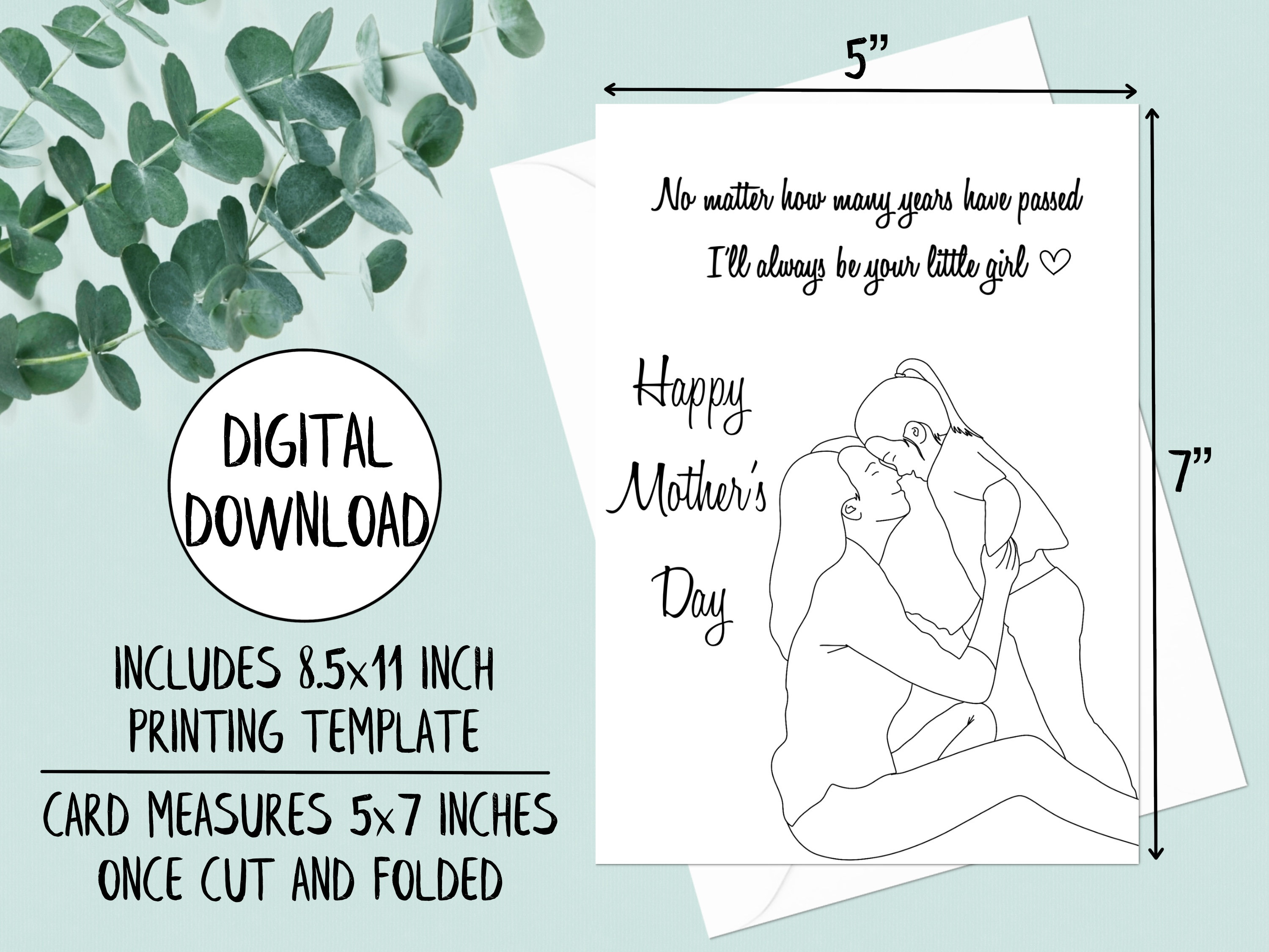 Printable Mother's Day Card From Daughter, Digital Card for Mom, Mother ...