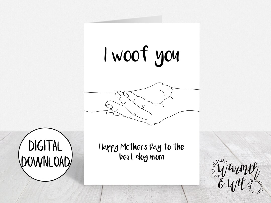 Printable Mother's Day Card From Dog, Dog Mom Card, Digital Card for ...