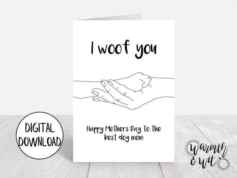 Printable Mother's Day Card from Dog, Dog Mom Card, Digital Card for Mom, Dog Mothers Day Card, 5x7 Greeting Card, Printable Envelope image 1