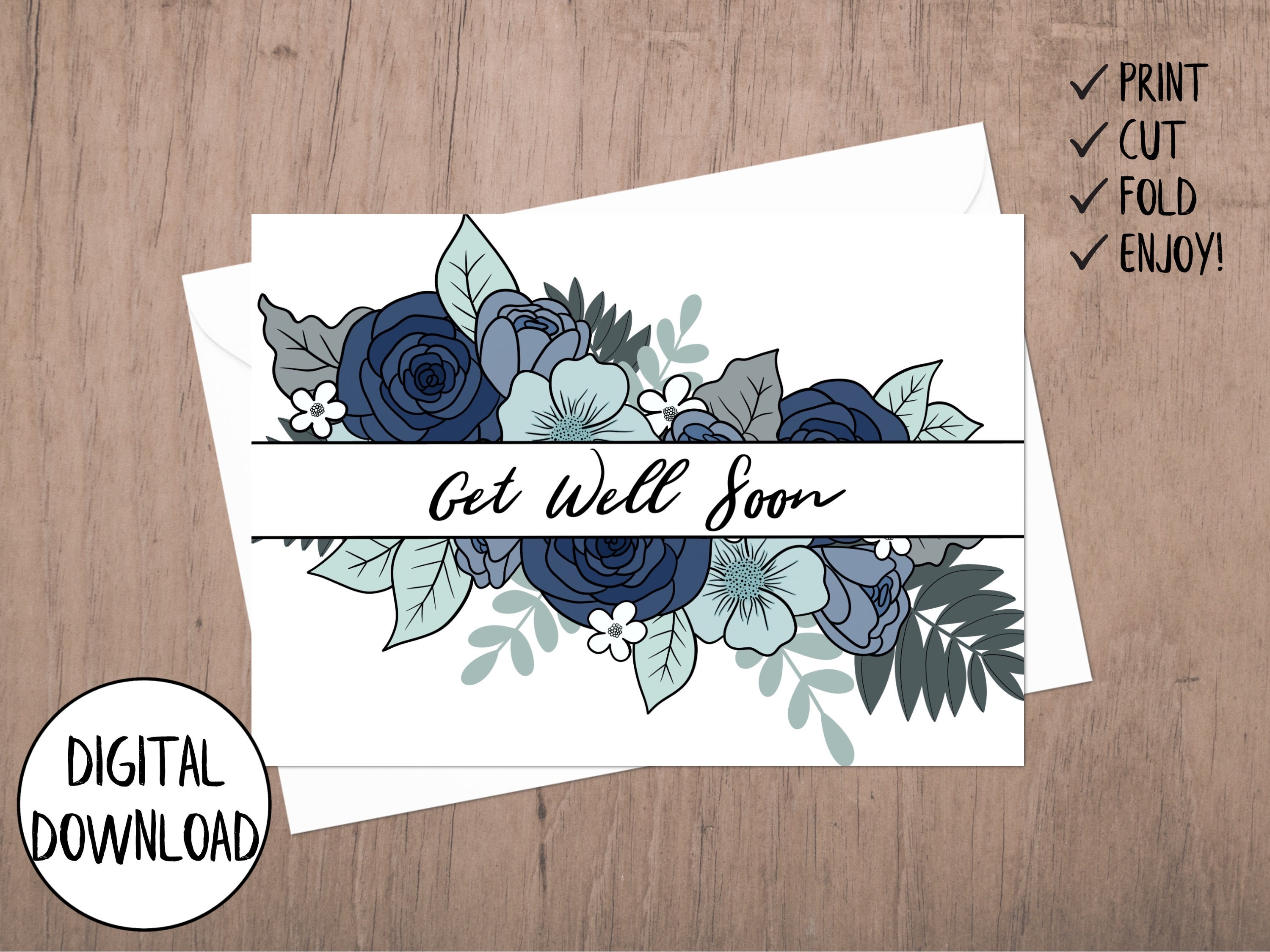 Printable Get Well Soon Card, Get Well Card, Get Well Card Printable ...