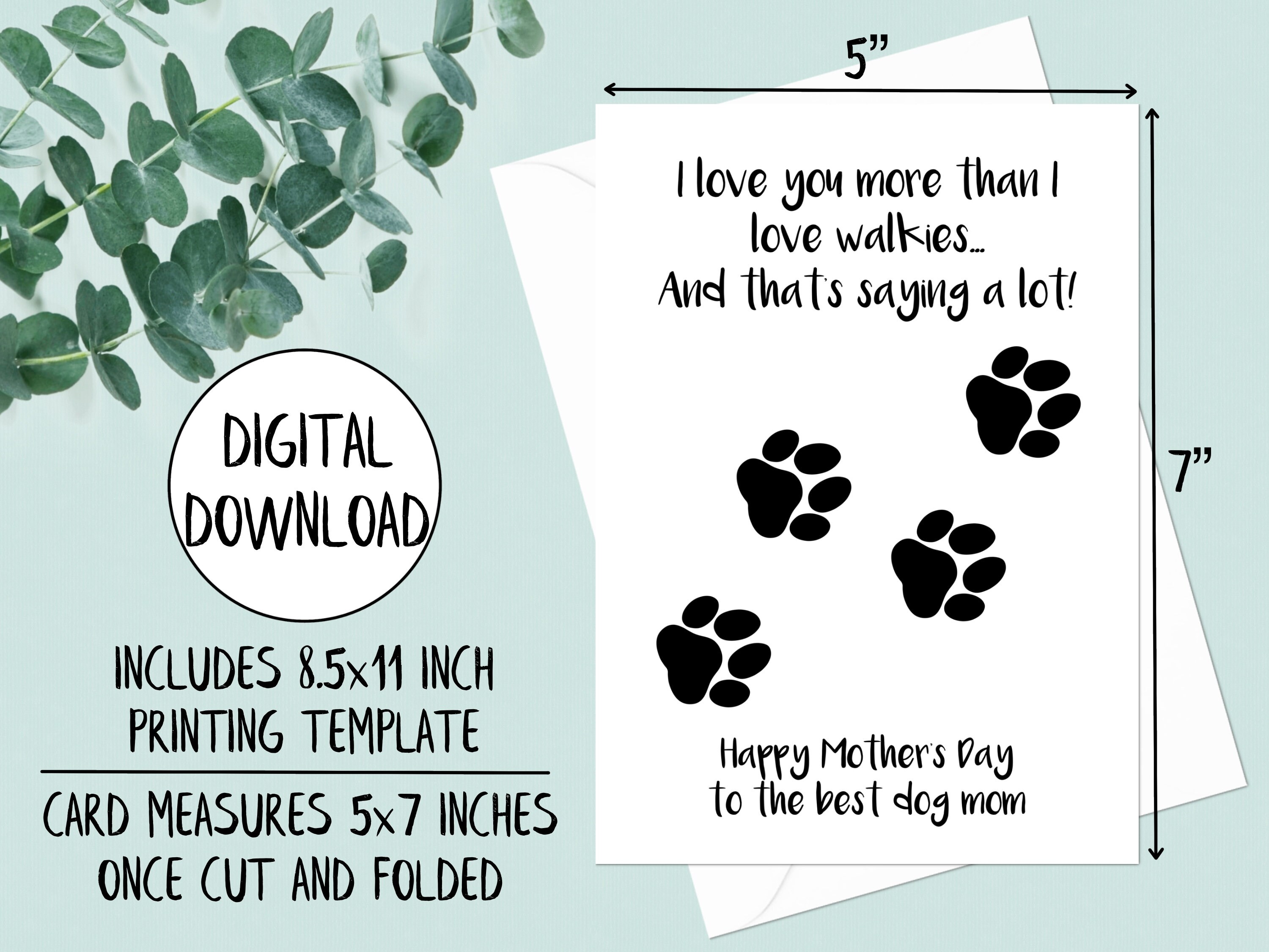Printable Mother's Day Card From Dog, Dog Mom Card, Dog Mothers Day ...