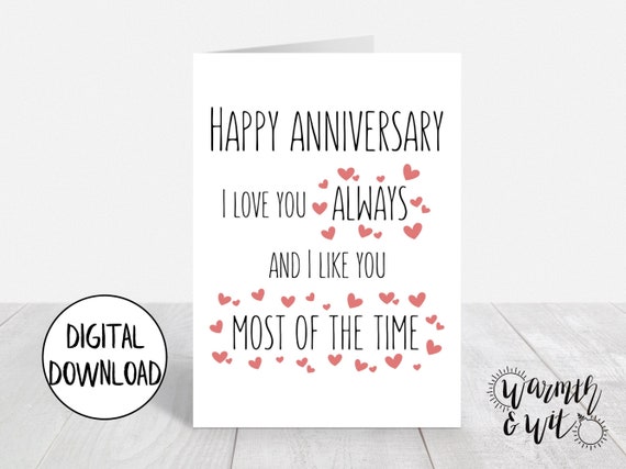 Printable Anniversary Card Funny Funny Anniversary Card for | Etsy ...