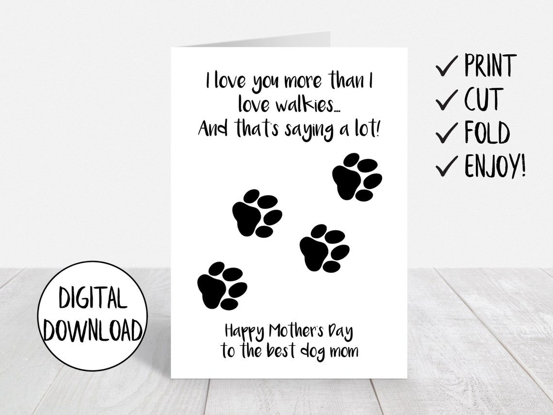Printable Mother's Day Card From Dog, Dog Mom Card, Dog Mothers Day ...