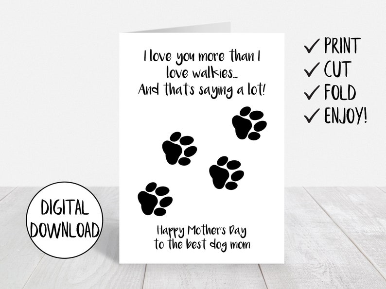 Printable Mother's Day Card From Dog, Dog Mom Card, Dog Mothers Day ...