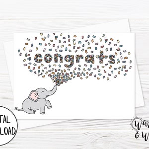 Druckbare Glückwunschkarte Baby, Glückwunschkarte zum Ausdrucken, Promotion-Karte, neue Job-Karte, 5x7-Grußkarte, druckbarer Umschlag