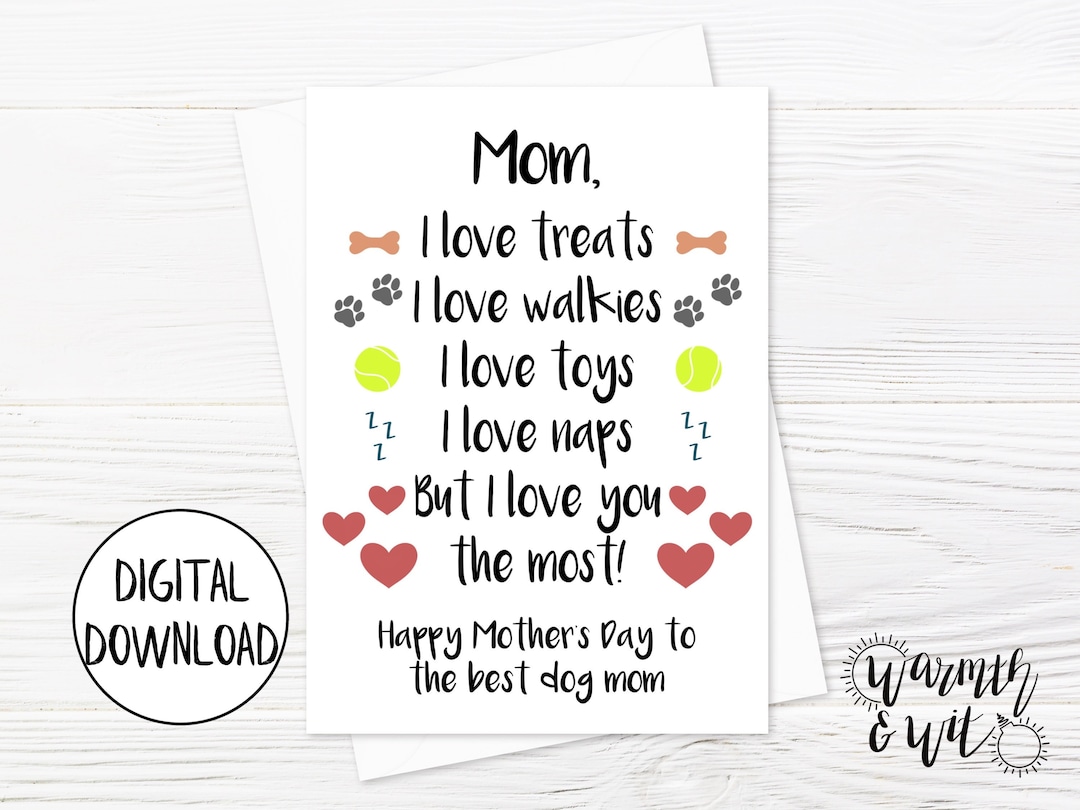 Printable Dog Mom Card, Funny Mothers Day Card From Dog, Dog Mothers