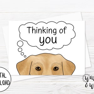 Biglietto stampabile "Pensando a te", Biglietto digitale per cani che ti pensa, Biglietto di positività, Biglietto ospedaliero, Biglietto d'auguri 5x7, Busta stampabile