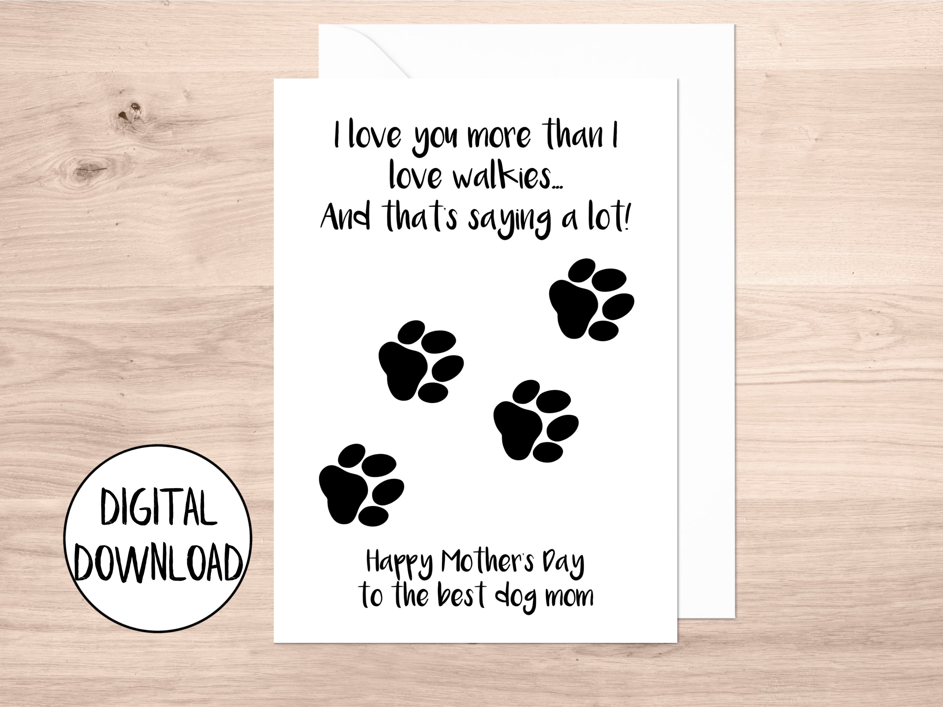 Printable Mother's Day Card From Dog, Dog Mom Card, Dog Mothers Day ...