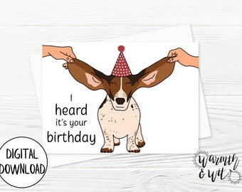 Printable Dog Birthday Card, Funny Dog Birthday Card, Digital Birthday Card Funny, Pun Birthday Card, 5x7 Greeting Card, Printable Envelope