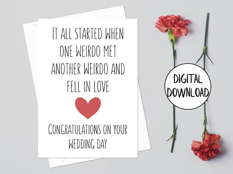 Printable Wedding Card Funny, Wedding Card Digital Download, Newlywed ...