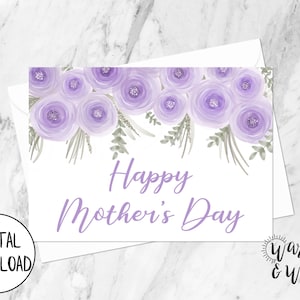 Druckbare Muttertagskarte, florale Muttertagskarte, digitale Karte für Mama, für Oma, für Stiefmutter, 5x7 Grußkarte, druckbarer Umschlag