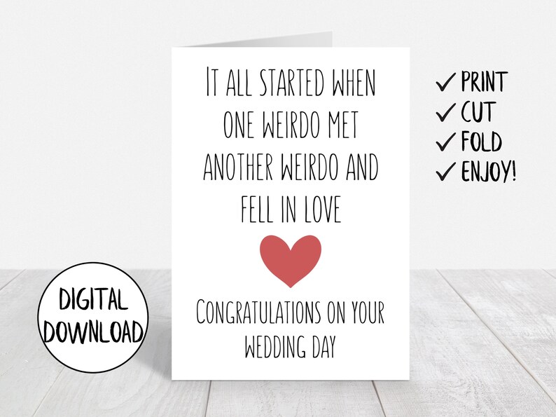 Printable Wedding Card Funny Wedding Card Digital Download - Etsy Canada