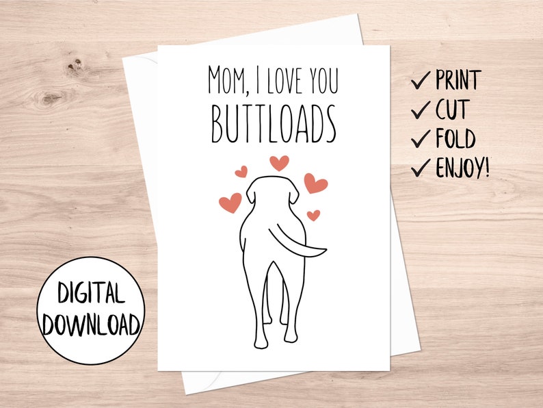 Printable Dog Mom Card, Funny Mothers Day Card From Dog, Dog Mothers ...