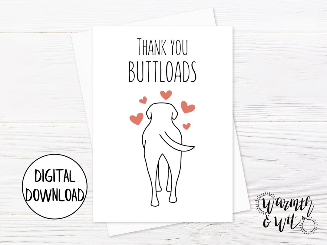 Printable Thank You Card Funny Dog Thank You Cards Digital Thank You