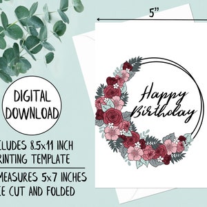 Printable Floral Birthday Card, Floral Birthday Card for Mom, for ...