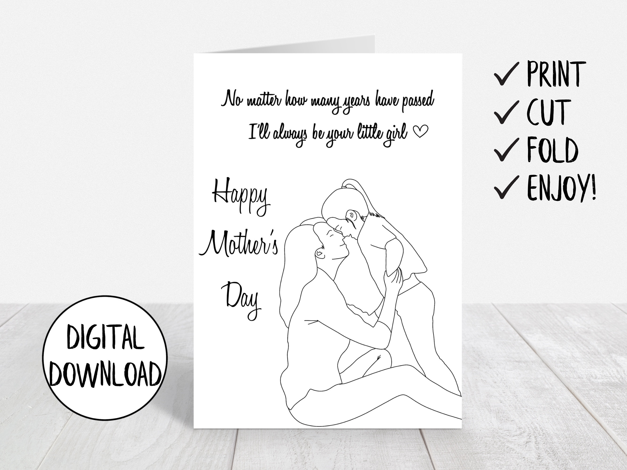 Printable Mother's Day Card From Daughter, Digital Card for Mom, Mother Daughter Card, Sweet ...