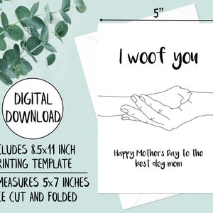Printable Mother's Day Card from Dog, Dog Mom Card, Digital Card for Mom, Dog Mothers Day Card, 5x7 Greeting Card, Printable Envelope 画像 4