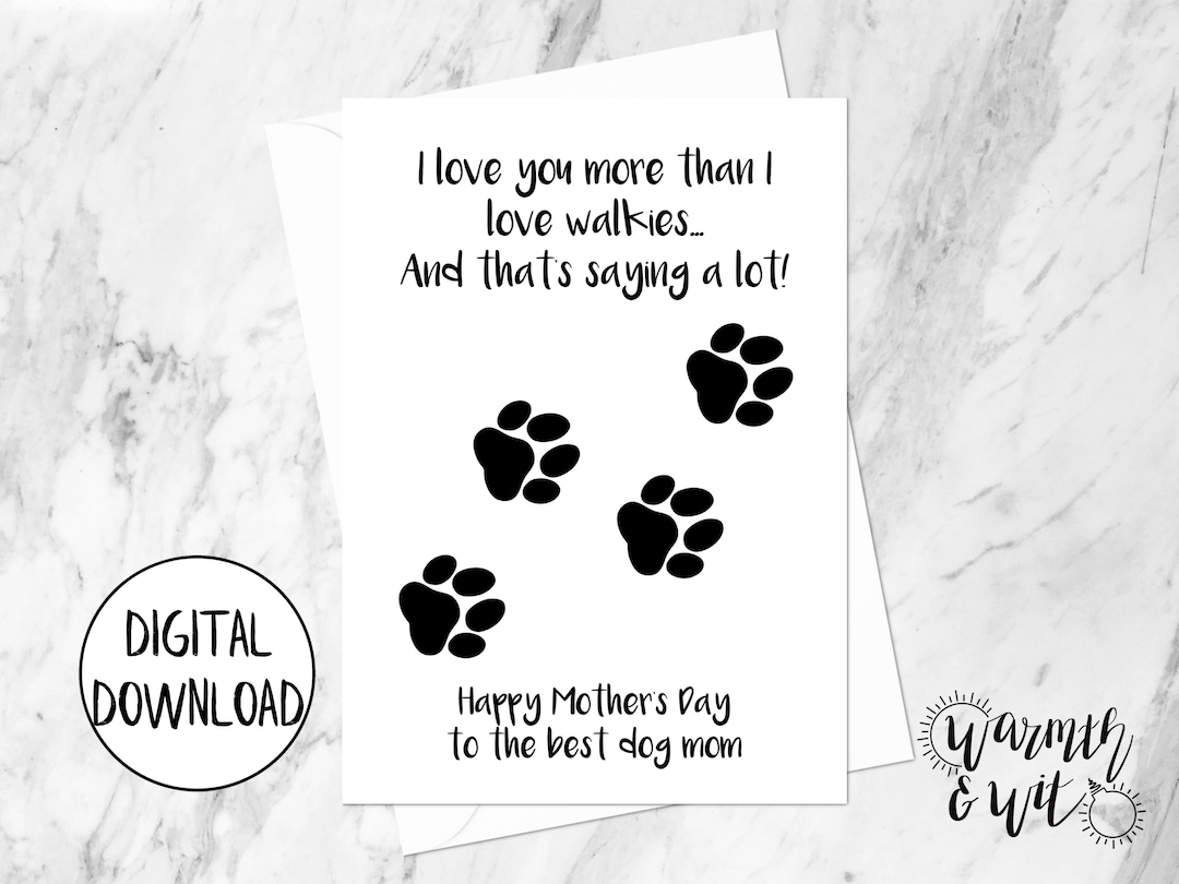 Printable Mother's Day Card From Dog, Dog Mom Card, Dog Mothers Day