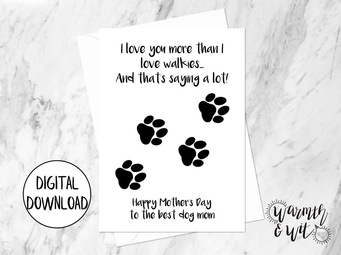 Printable Mother's Day Card From Dog, Dog Mom Card, Dog Mothers Day ...