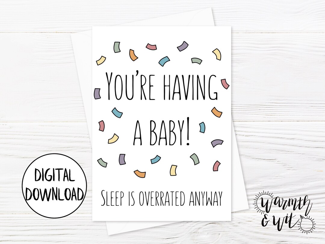 Printable Baby Shower Card Funny, Digital New Baby Card, Digital Baby Shower Card Girl, Boy