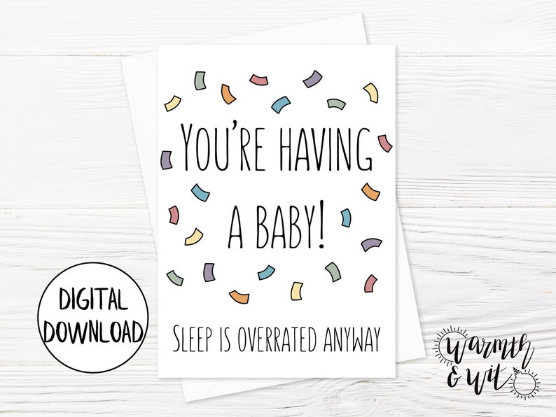 Printable Baby Shower Card Funny, Digital New Baby Card, Digital Baby