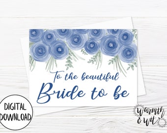 Printable Bridal Shower Card, Bride to Be Card, Printable Wedding Card, Bachelorette Party Card, 5x7 Greeting Card, Printable Envelope