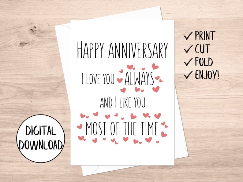 Printable Anniversary Card Funny Funny Anniversary Card for - Etsy ...