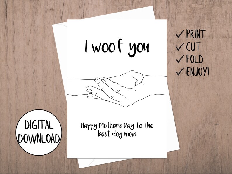 Printable Mother's Day Card from Dog, Dog Mom Card, Digital Card for Mom, Dog Mothers Day Card, 5x7 Greeting Card, Printable Envelope 画像 2