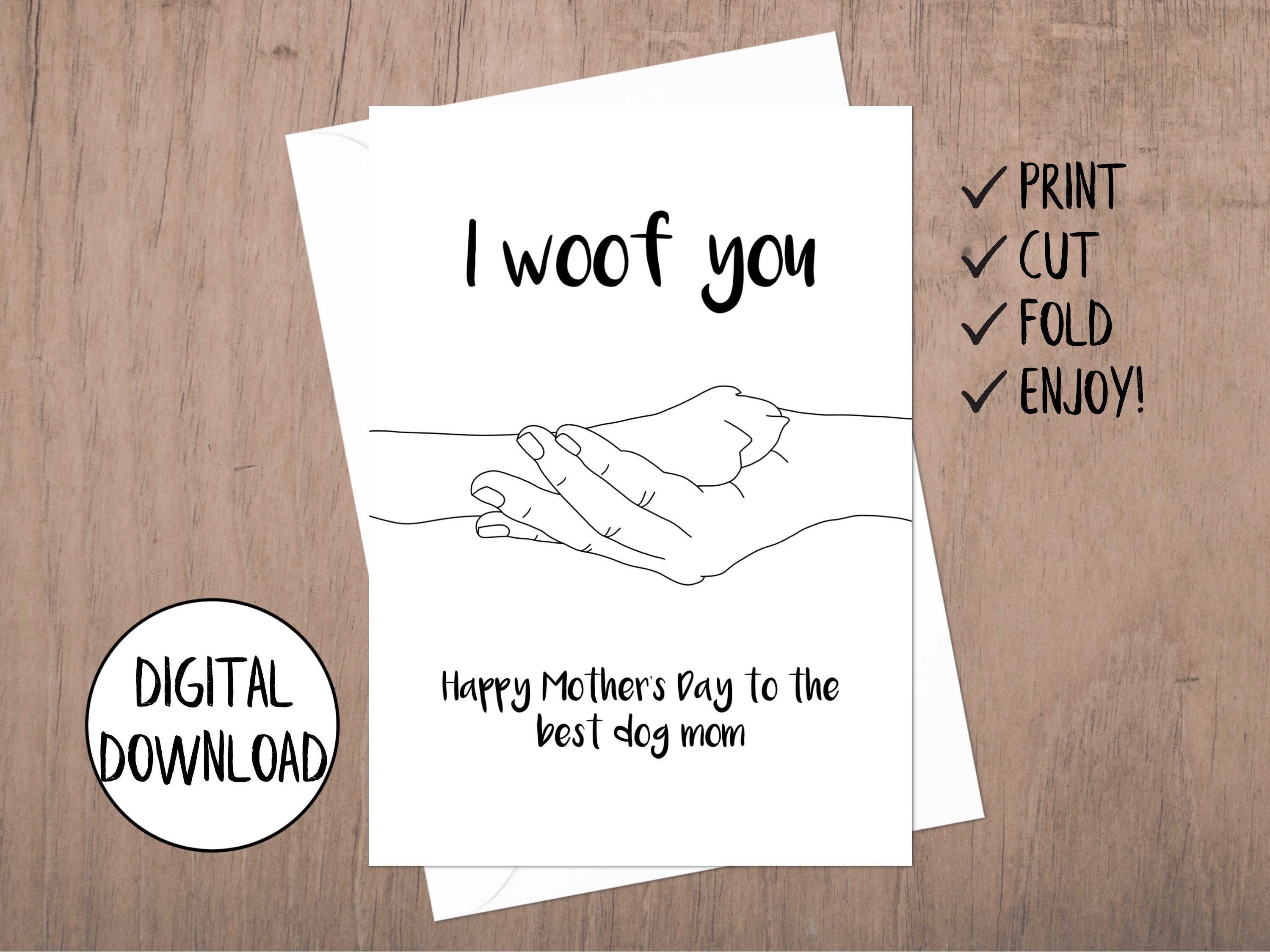 Printable Mother's Day Card From Dog, Dog Mom Card, Digital Card for ...