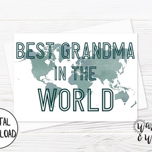 Biglietto per la festa della mamma stampabile per la nonna, biglietto digitale per la festa della mamma della nonna, miglior biglietto per la nonna, acquerello, biglietto 5x7, busta stampabile