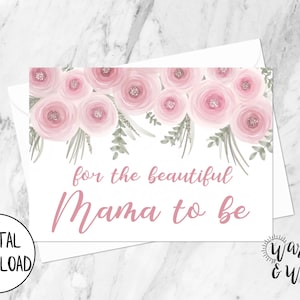 Biglietto per baby shower stampabile per ragazza, biglietto per futura mamma, biglietto di gravidanza, biglietto per baby shower digitale, biglietto per bambina stampabile, biglietto 5x7, busta