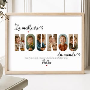 Cadeau Nounou Personnalisé avec Photos | Affiche Nounou | Cadeau Fin d'Année Nounou | Merci Nounou | Cadre Photo Personnalisé