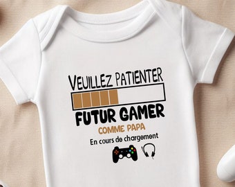 Cuerpo personalizado, futuro gamer como papá, cuerpo geek, papá gamer, regalo para bebé, camiseta infantil